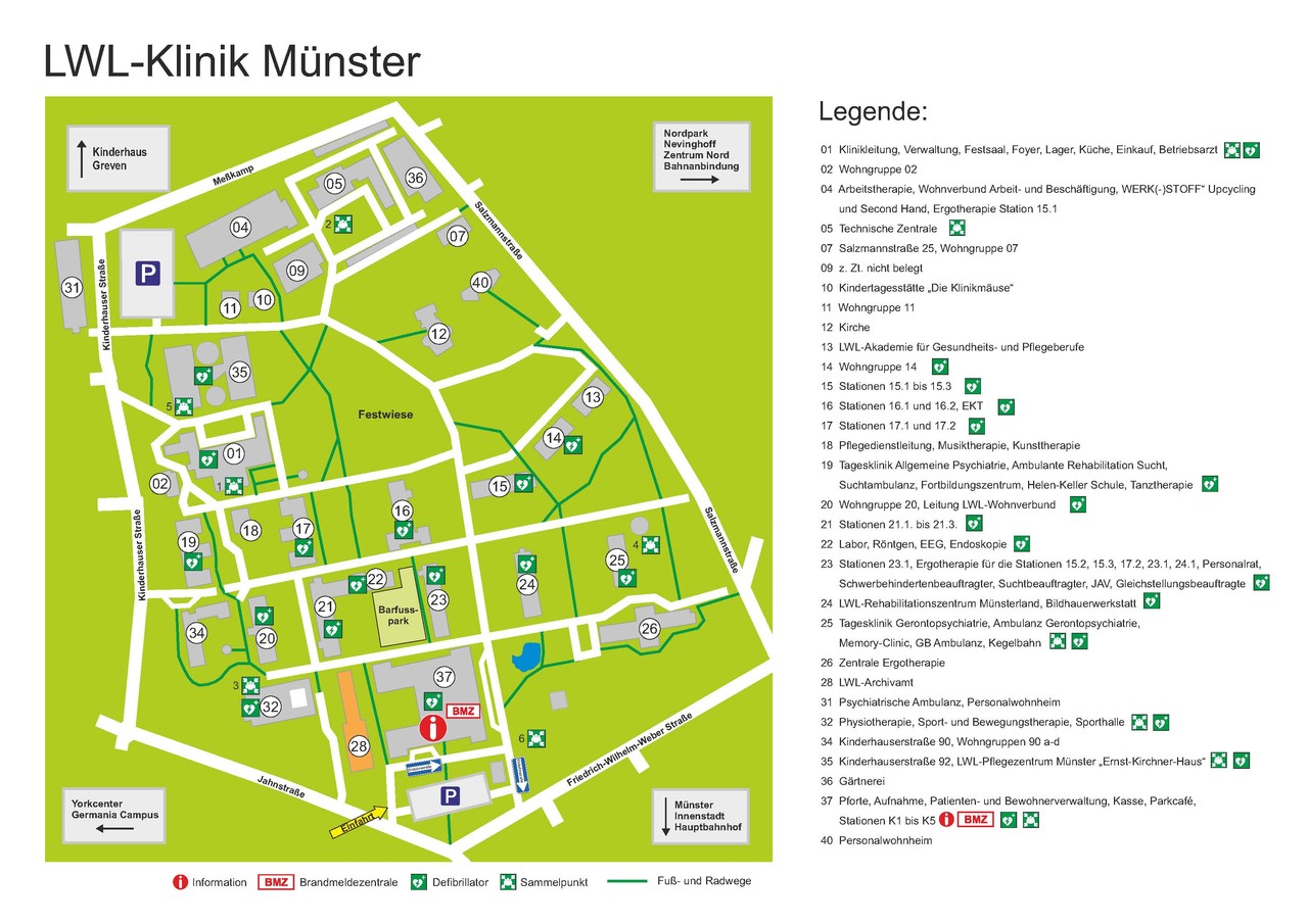 Interner Lageplan der LWL-Klinik Münster